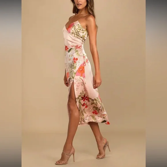 Lulu's Pink Floral Maxi Dress - Picture 2 of 7